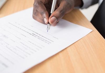 Person completing a form