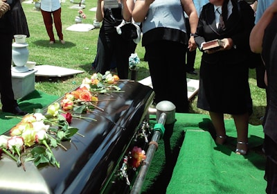 People attending a burial